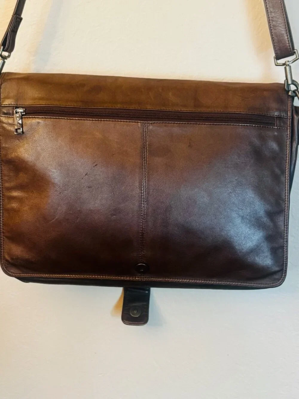 Vtg Rare Scully Leather Messenger Bag 16x11 Brown Crossbod Laptop Organizer READ
